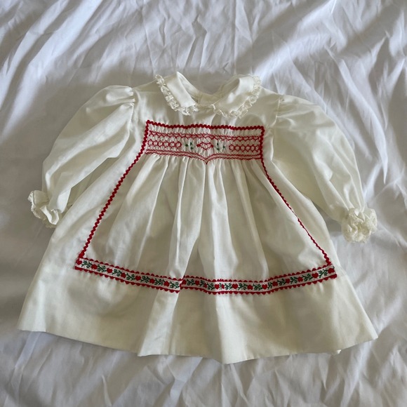 Vintage 90s Polly Flinders Smocked Coquette‎ Dress Size 6-9 Months - Picture 1 of 9